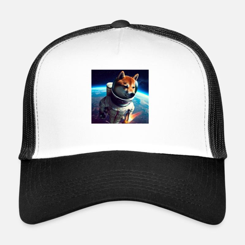 Shiba Inu dans l’espace - Casquette trucker  - blanc/noir