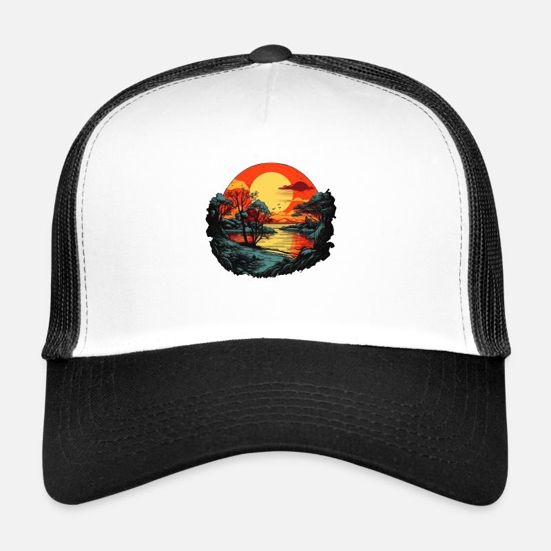 Coucher de soleil sur le lac n°2 Casquette trucker 
