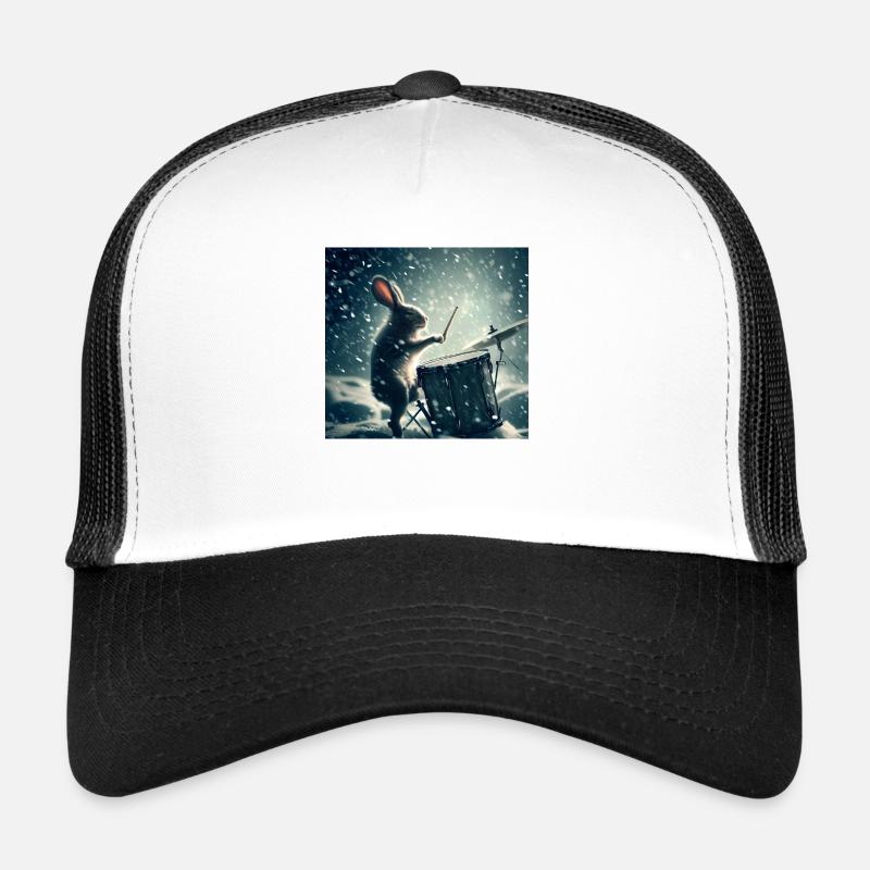Drumming Rabbit - Trucker Cap - Weiß/Schwarz