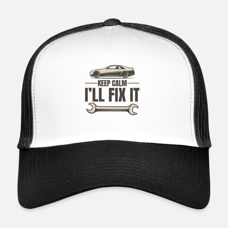 KEEP CALM I`LL FIX IT - Trucker Cap - Weiß/Schwarz