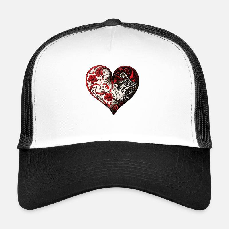 Valentine Heart Herz - Trucker Cap - Weiß/Schwarz