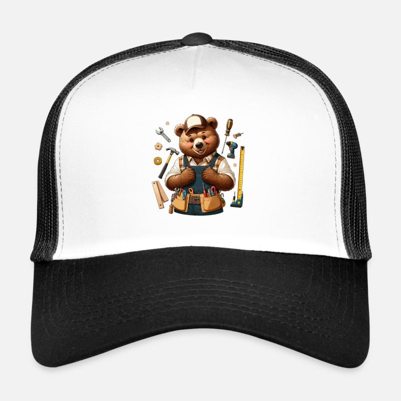 Cute Bear Craftsman - Trucker Cap - Weiß/Schwarz