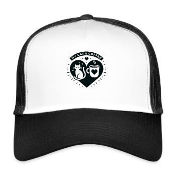 Cat love in coffee happiness - Trucker Cap - white/black - Front