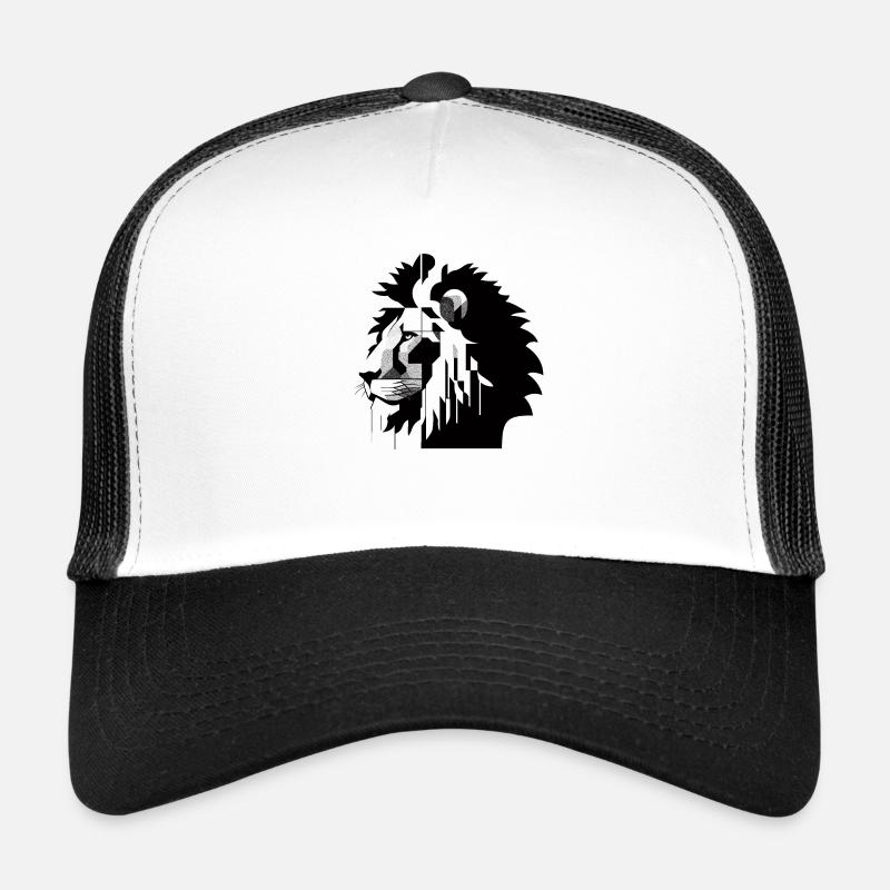 Geometrischer Löwe - Trucker Cap - Weiß/Schwarz