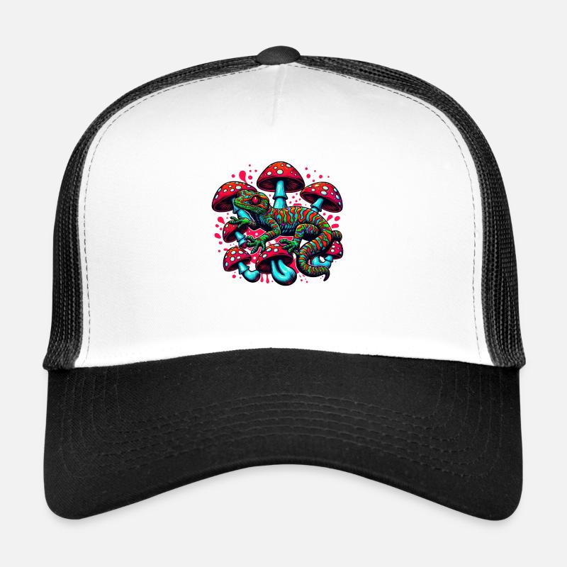 Psychedelischer Gecko mit Pilzen Trucker Cap