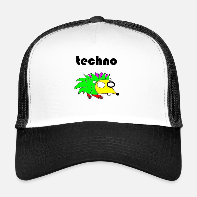 techno igel - Trucker Cap - Weiß/Schwarz