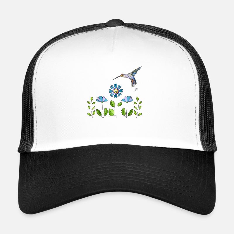 Oiseau coloré - Casquette trucker  - blanc/noir