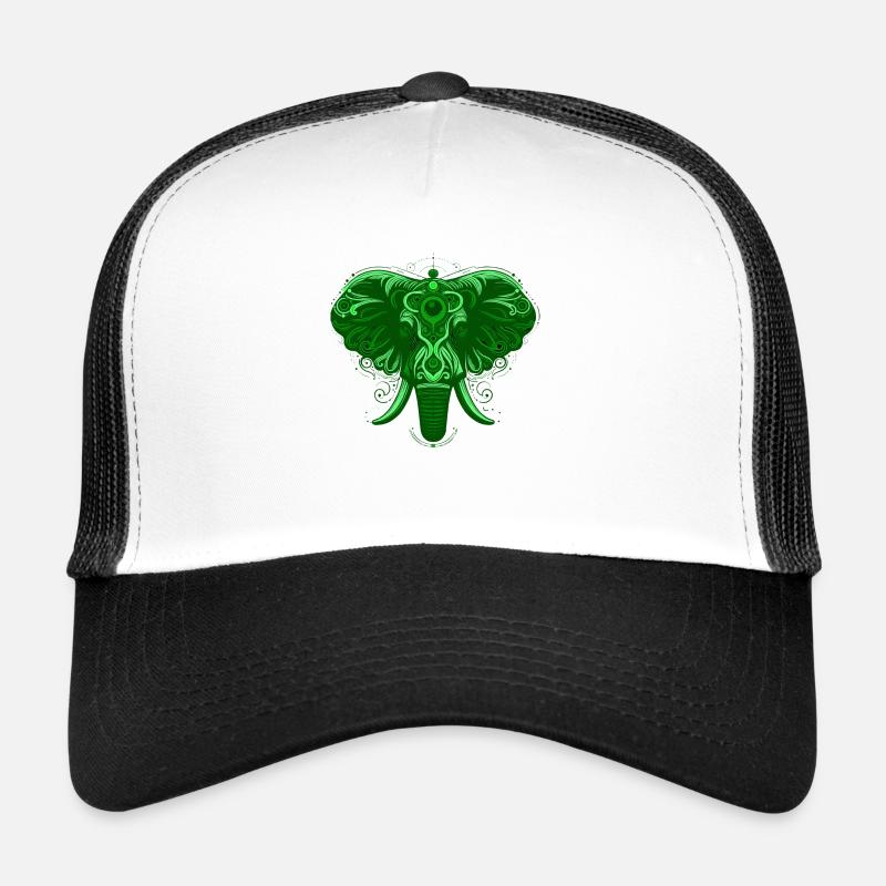 Tier Elefant Grün - Trucker Cap - Weiß/Schwarz