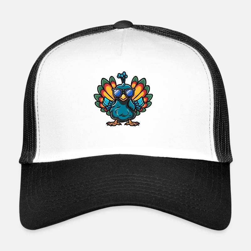 Oiseau Paon Bande Dessinée Cool Casquette trucker 