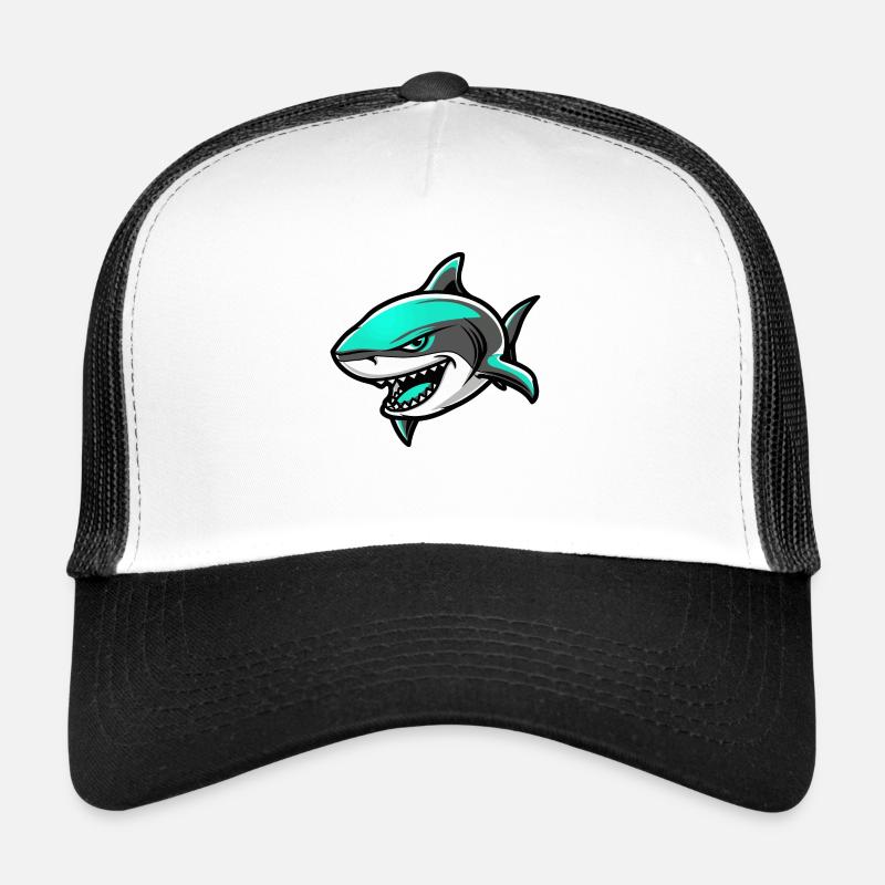 Bande dessinée requin - Casquette trucker  - blanc/noir