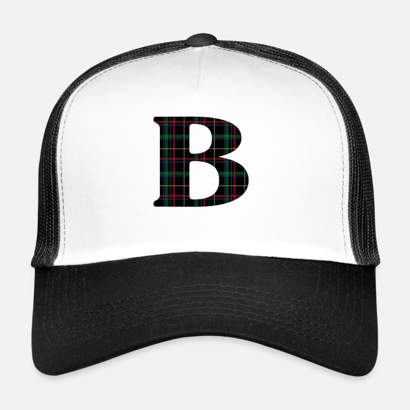 Monogrammed b Scottish tartan Trucker Cap