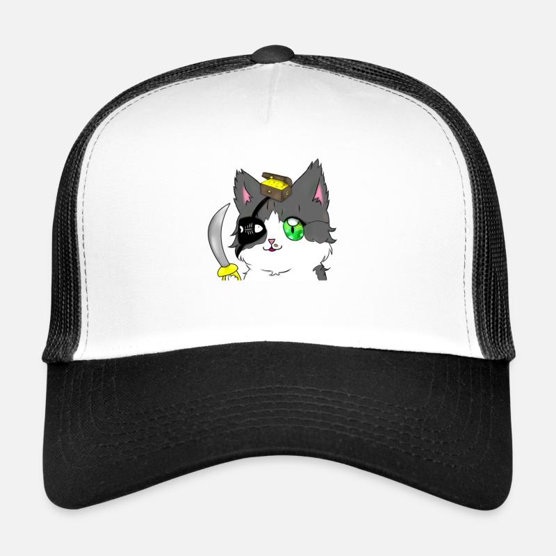 Chat pirate - Casquette trucker - blanc/noir