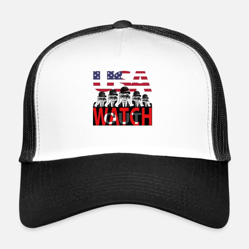 États-Unis - attention - Casquette trucker  - blanc/noir