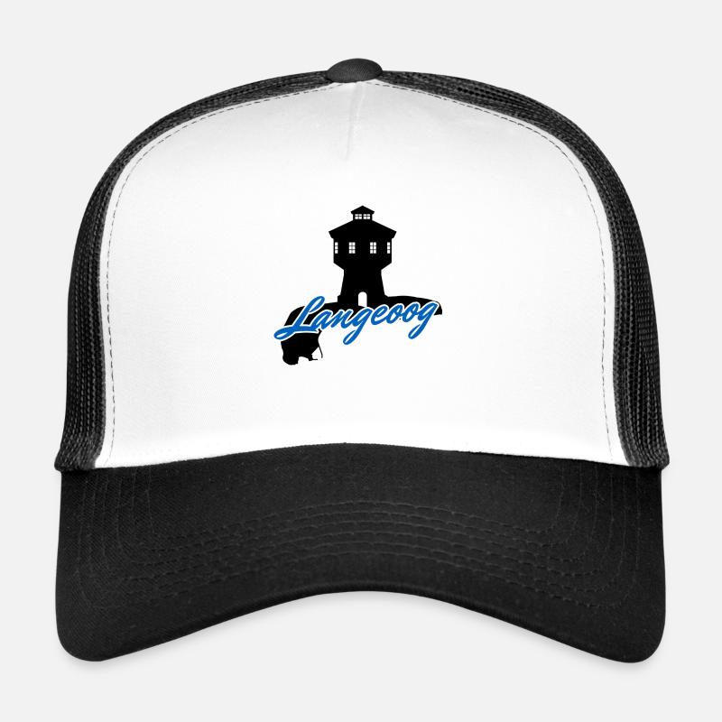 Langeoog Umriss & Wasserturm - Trucker Cap - Weiß/Schwarz