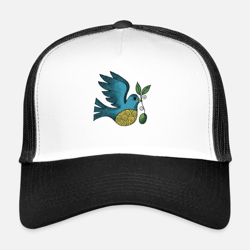 Retro Friedenstaube - Trucker Cap - Weiß/Schwarz