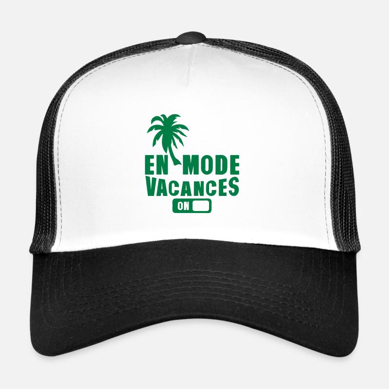 en mode vacance palmier on - Casquette trucker - blanc/noir