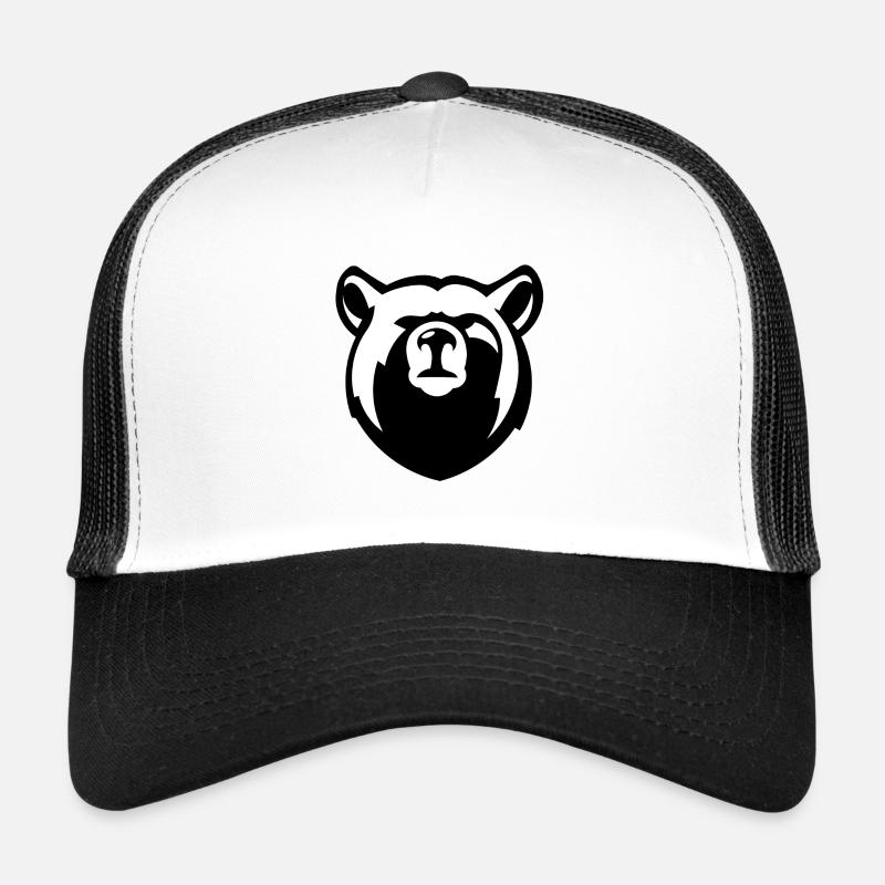 Black Bear Head - Trucker Cap - white/black