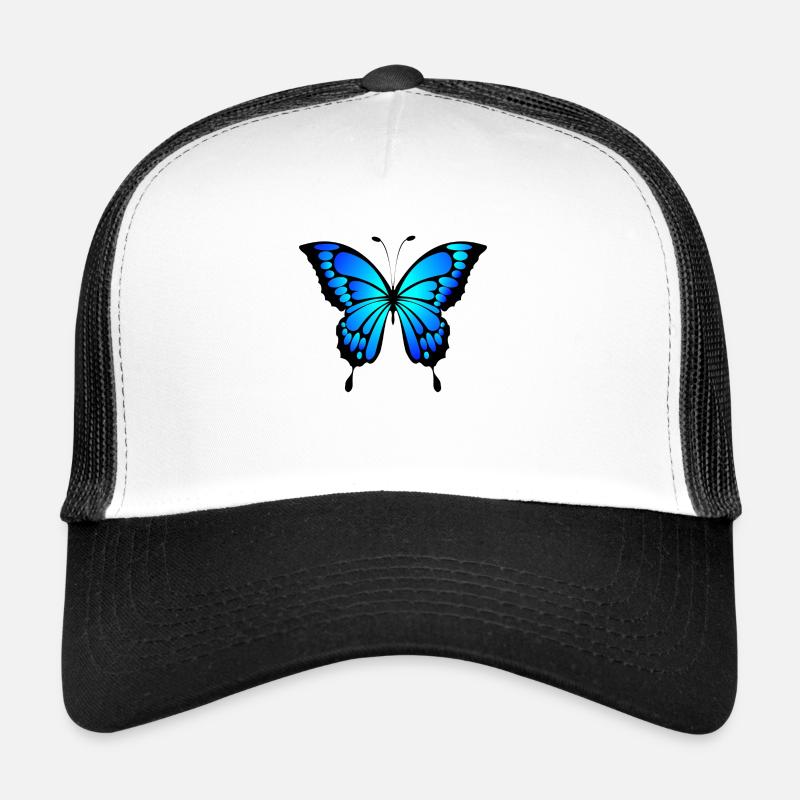 Blauer Schmetterling - Trucker Cap - Weiß/Schwarz