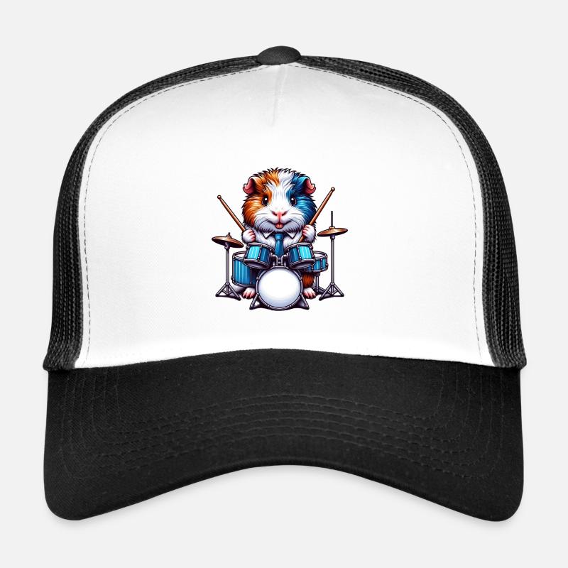 Cool guinea pig drummer - Trucker Cap - white/black