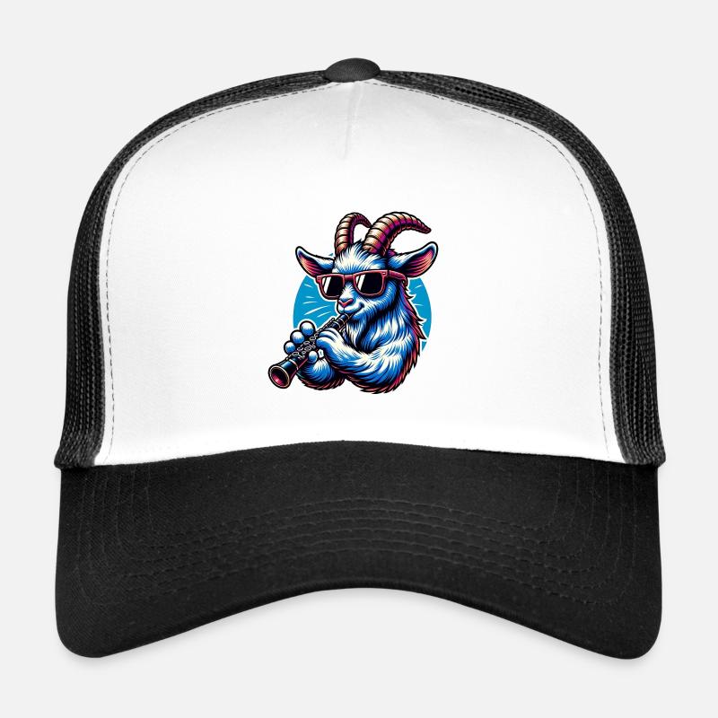 Clarinette jouant de la chèvre avec des lunettes de soleil Casquette trucker 