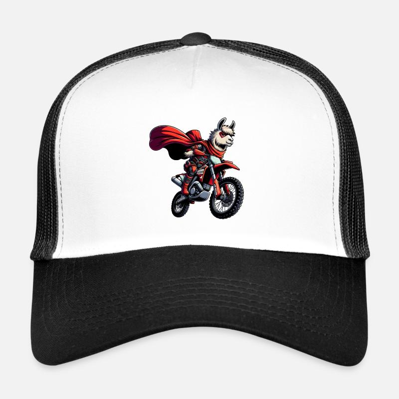 Enduro Llama Superheld Auf Motorrad - Trucker Cap - Weiß/Schwarz