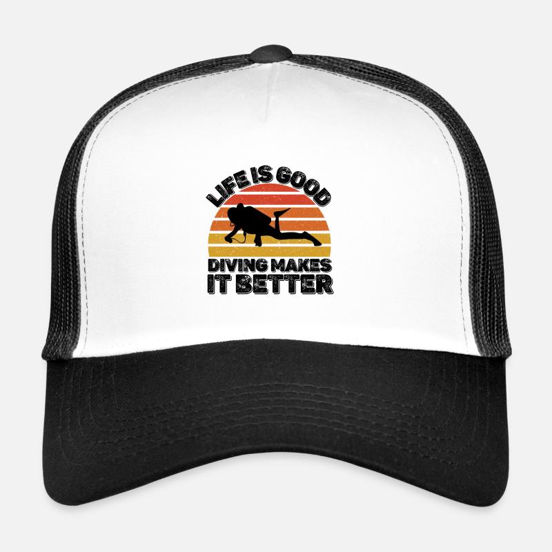 Tauchen - Trucker Cap - Weiß/Schwarz