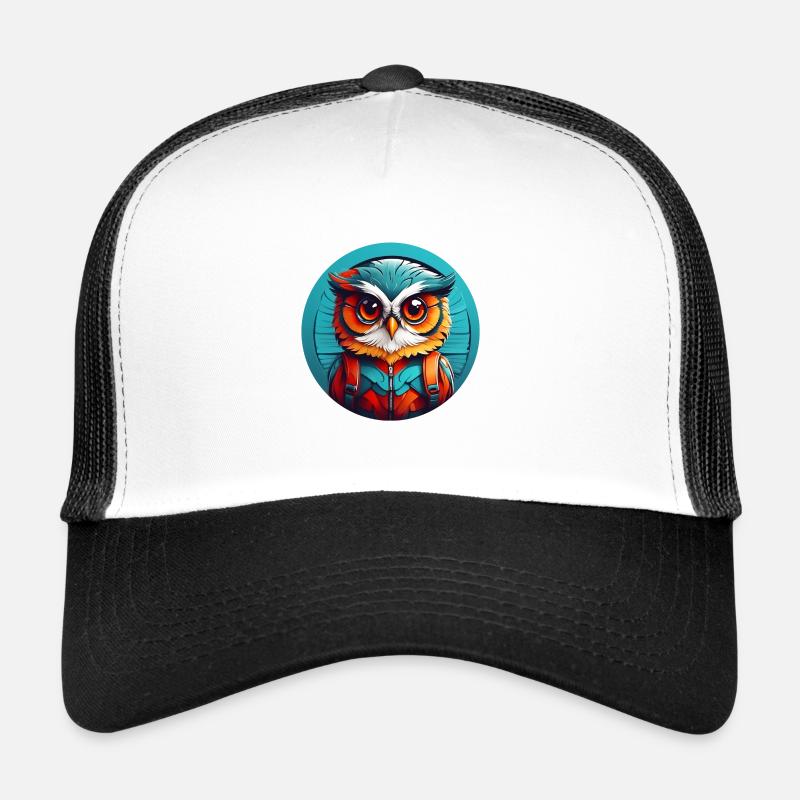 Petit hibou mignon dans la roue de couleur hibou Design Casquette trucker 
