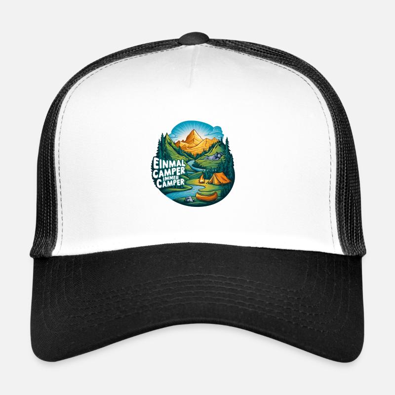Einmal Camper immer Camper Naturerlebnis pur - Trucker Cap - Weiß/Schwarz