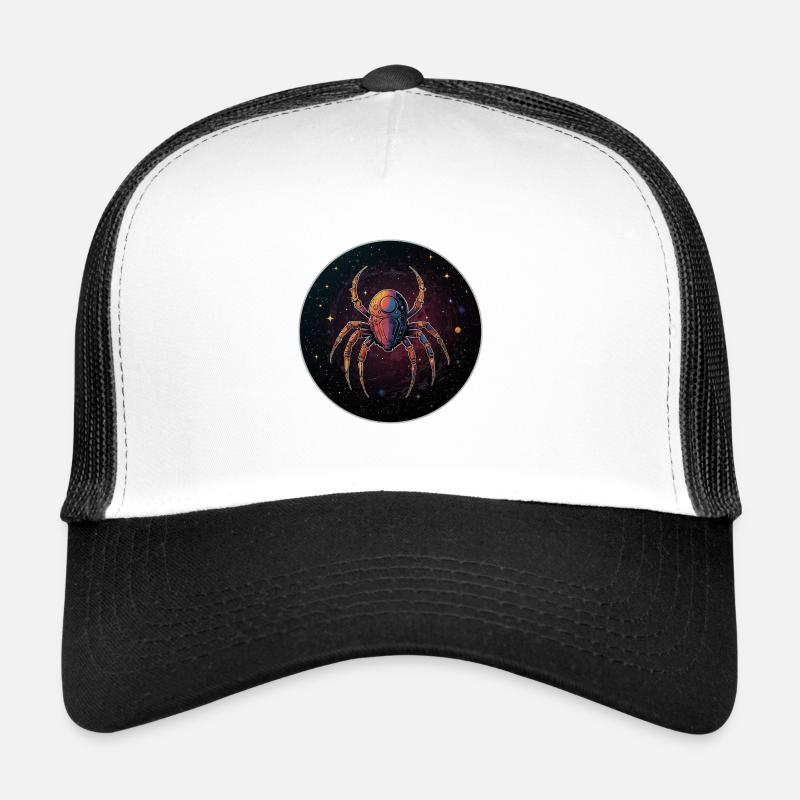 Weltraumspinne im Weltall im Orbit - Trucker Cap - Weiß/Schwarz
