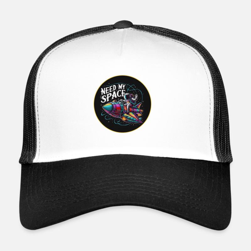 Need my place Spaceman with spaceship Trucker Cap