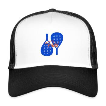 padel tennis double raquettes moderne logo - Casquette trucker  - blanc/noir - Devant