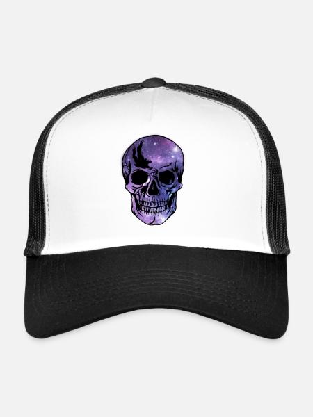 tete de mort - Casquette trucker  - blanc/noir - Devant