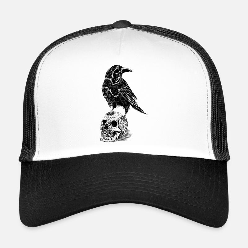 Raven and skull - Trucker Cap - white/black