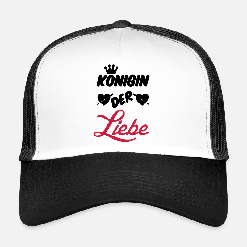 Königin der Liebe Krone Paar Geschenk Spruch Fun - Trucker Cap - Weiß/Schwarz