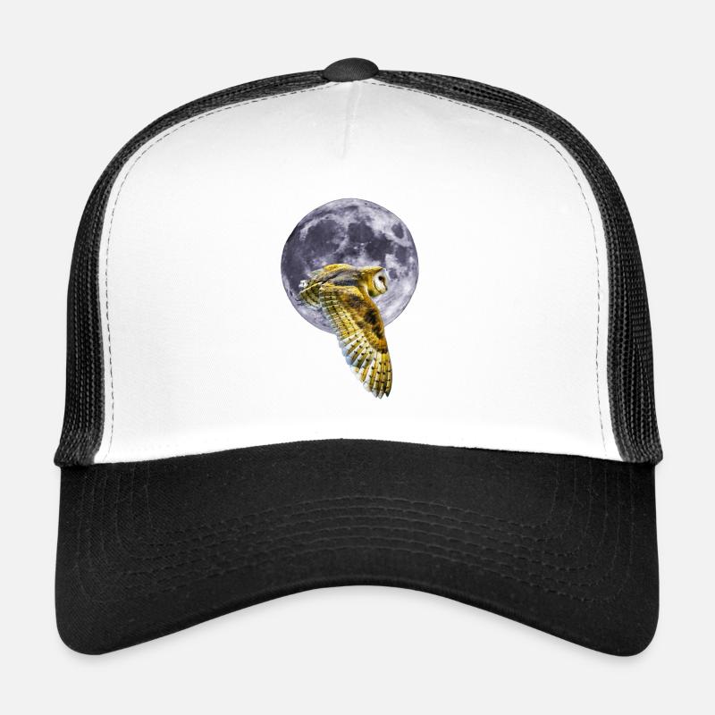 Eule und Mond - Trucker Cap - Weiß/Schwarz
