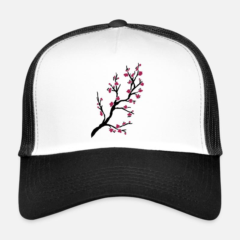 Kirschzweig - Trucker Cap - Weiß/Schwarz