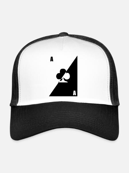 carte as trefle noir blanc - Casquette trucker  - blanc/noir - Devant