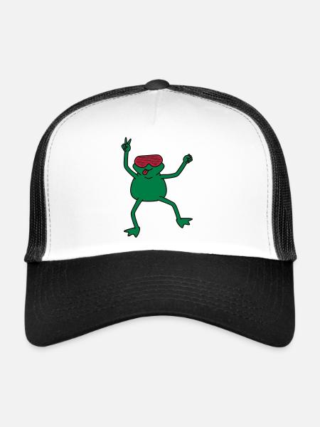funky_frog - Casquette trucker  - blanc/noir - Devant