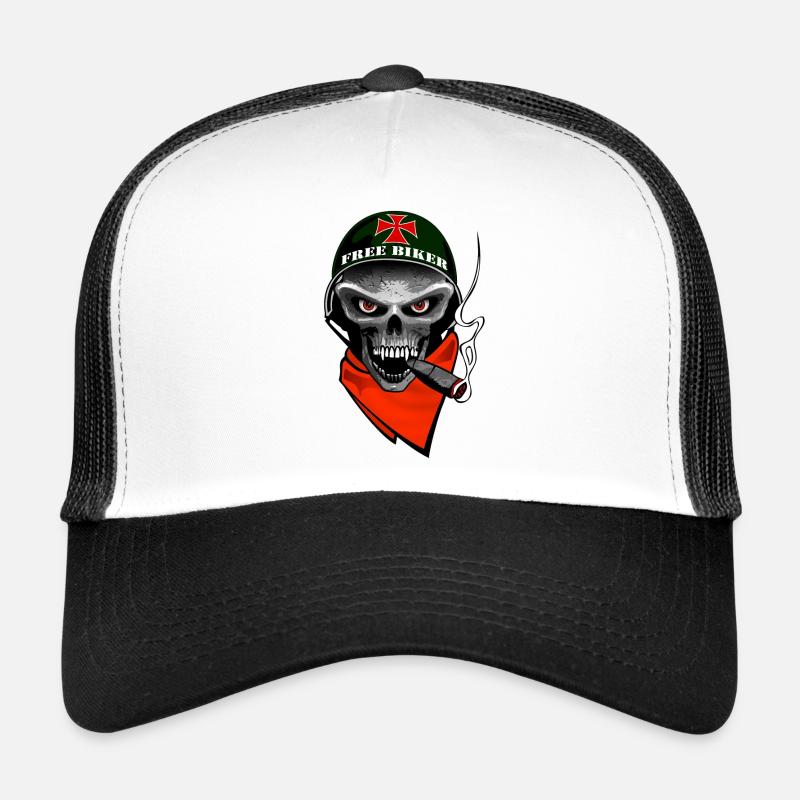 biker skull design Trucker Cap