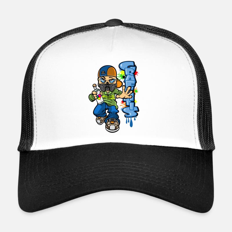 B-boy and graffiti - Trucker Cap - white/black