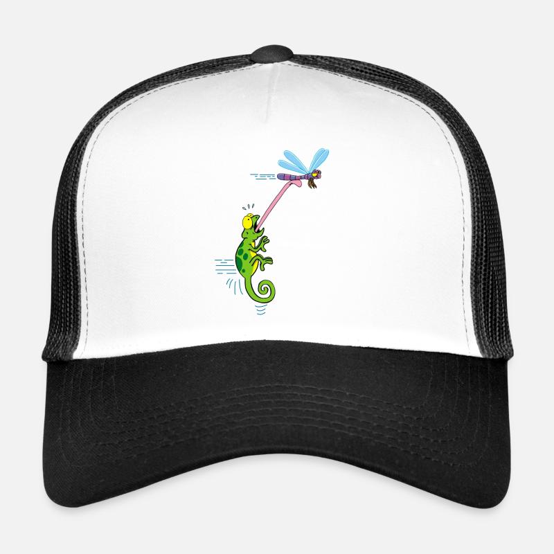 Chameleon and dragonfly - Trucker Cap - white/black