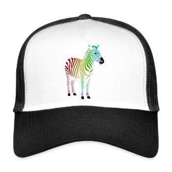 Zebra with colorful rainbow stripes - Trucker Cap - white/black - Front