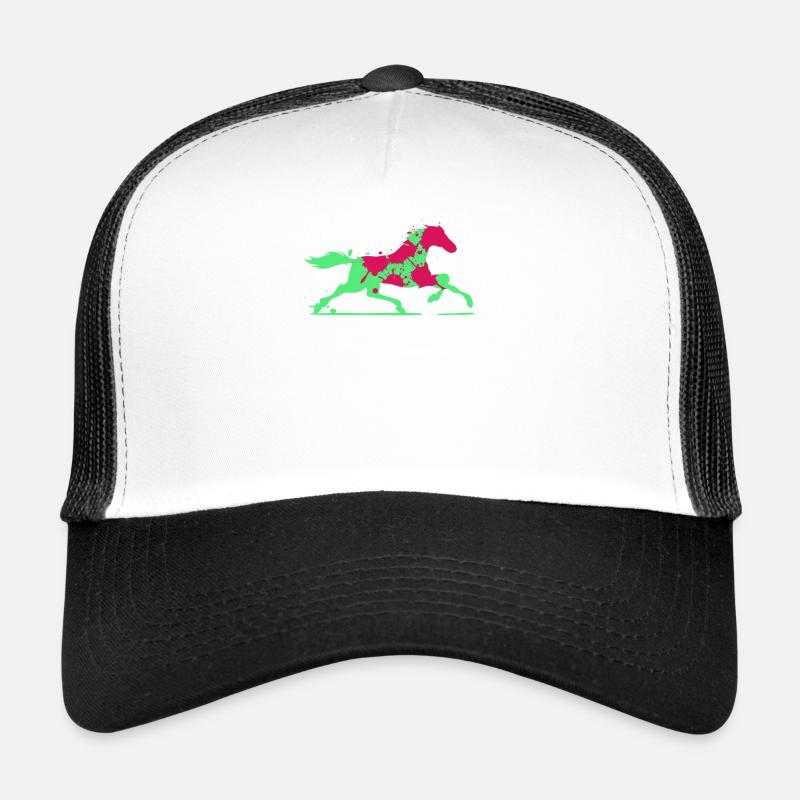 Cheval coloré - Casquette trucker - blanc/noir