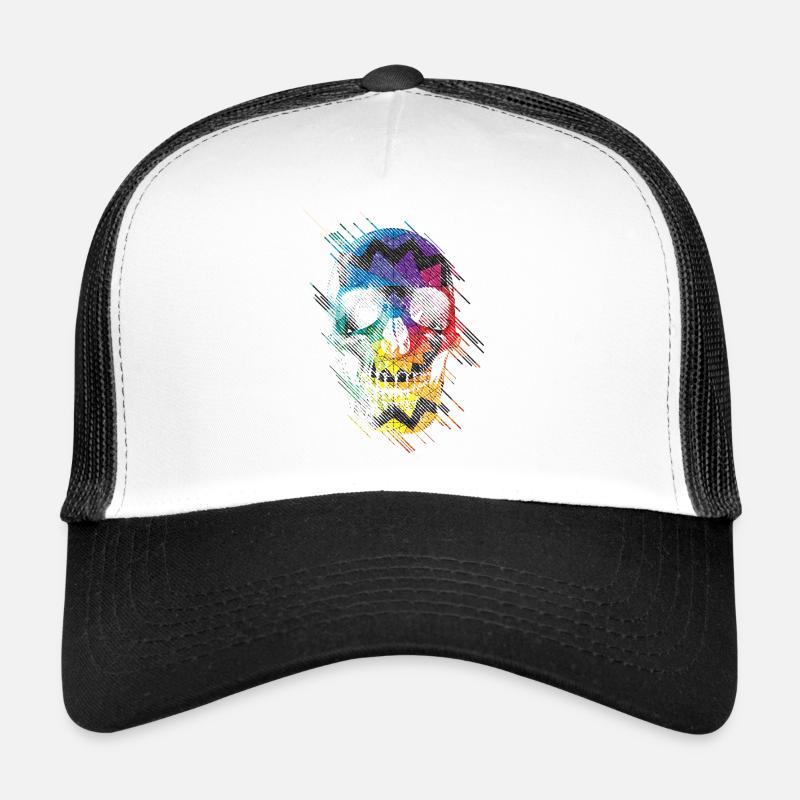 Geometric Skull - Trucker Cap - white/black