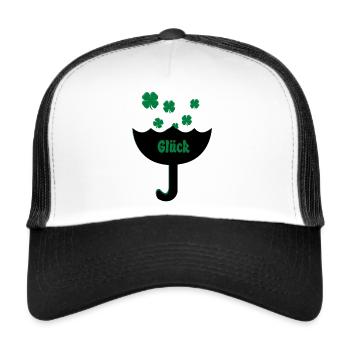Parapluie chanceux attraper chance chance - Casquette trucker  - blanc/noir - Devant