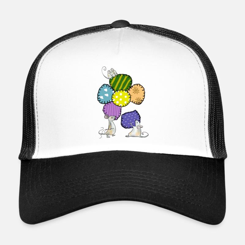 Blüte nähen - Trucker Cap - Weiß/Schwarz