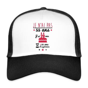 pas 55 ans anniversaire,cadeau d'anniversaire 55 - Casquette trucker  - blanc/noir - Devant