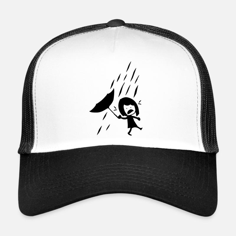 Fille sur un jour de pluie - Casquette trucker  - blanc/noir