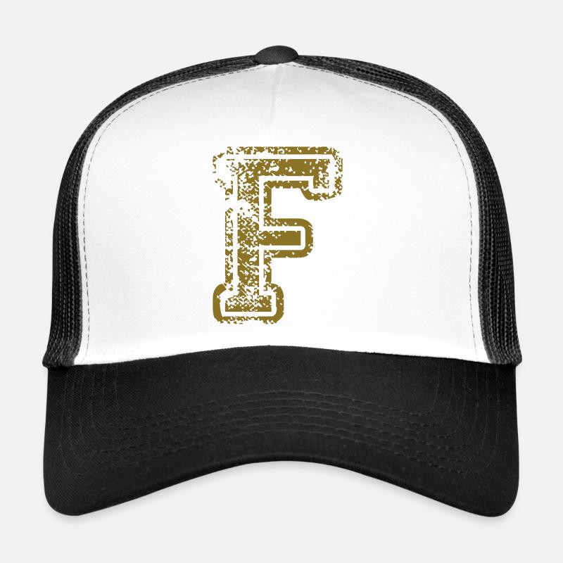 F - Buchstabe - Trucker Cap - Weiß/Schwarz