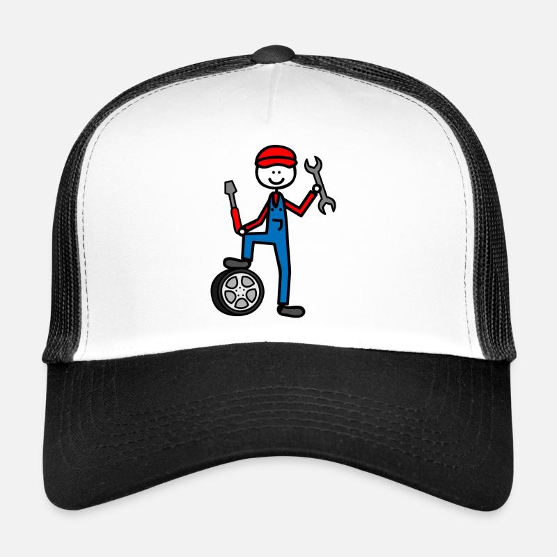Mechaniker - Trucker Cap - Weiß/Schwarz
